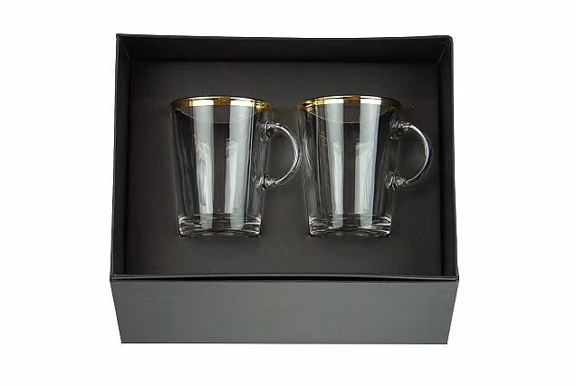 Faro Gold-FM-2 szt szklanki do herbaty z uchem 250ml