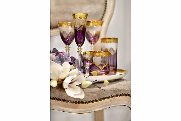Purpurowe kieliszki do szampana Bejrut Violet -BBA