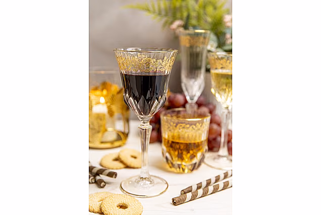 Eleganckie kieliszki do wody 280ml zdobione złotem CHARME-CHROB