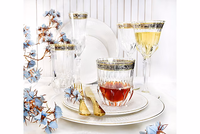 Eleganckie kieliszki do szampana 180ml zdobione Palermo Crystal -PCA
