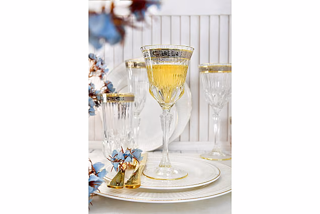 Luksusowe kieliszki do wina 220ml z platynowym zdobieniem Palermo Crystal-PCC