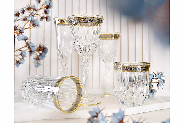 Luksusowe kieliszki do wina 220ml z platynowym zdobieniem Palermo Crystal-PCC