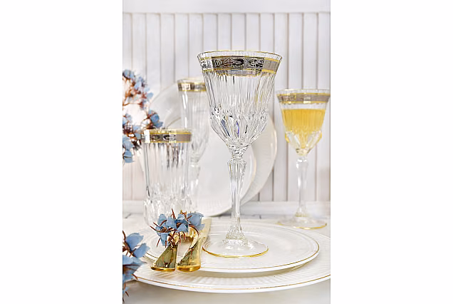 Piekne kieliszki do wody 280ml z platynowym zdobieniem Palermo Crystal-PCB