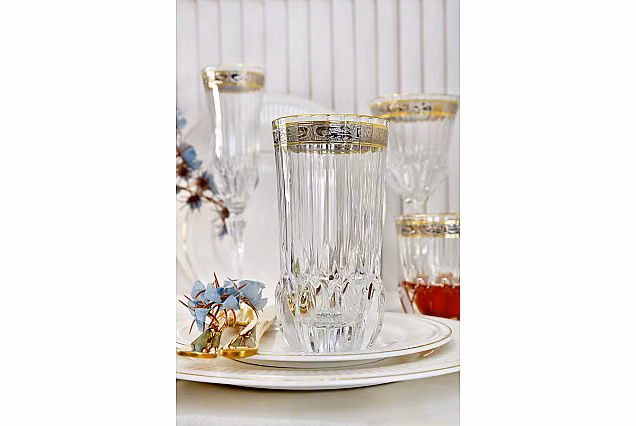 Eleganckie szklanki do wody z platynowym dekorem Palermo Crystal-PCD