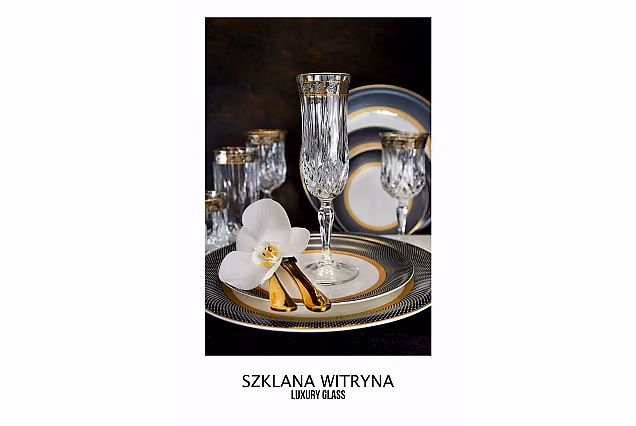 Eleganckie kieliszki do szampana 130ml zdobione Opera Platin-OCA
