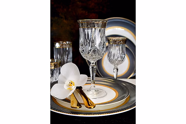 Luksusowe kieliszki do wina 230ml dekorowane Opera Platin-OCB