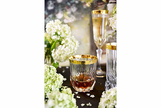 Eleganckie szklanki do whisky zdobione złotem-IRYS
